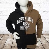 Zwart bruine kinder hoodie p143 -s&C-98/104-Hoodie jongens