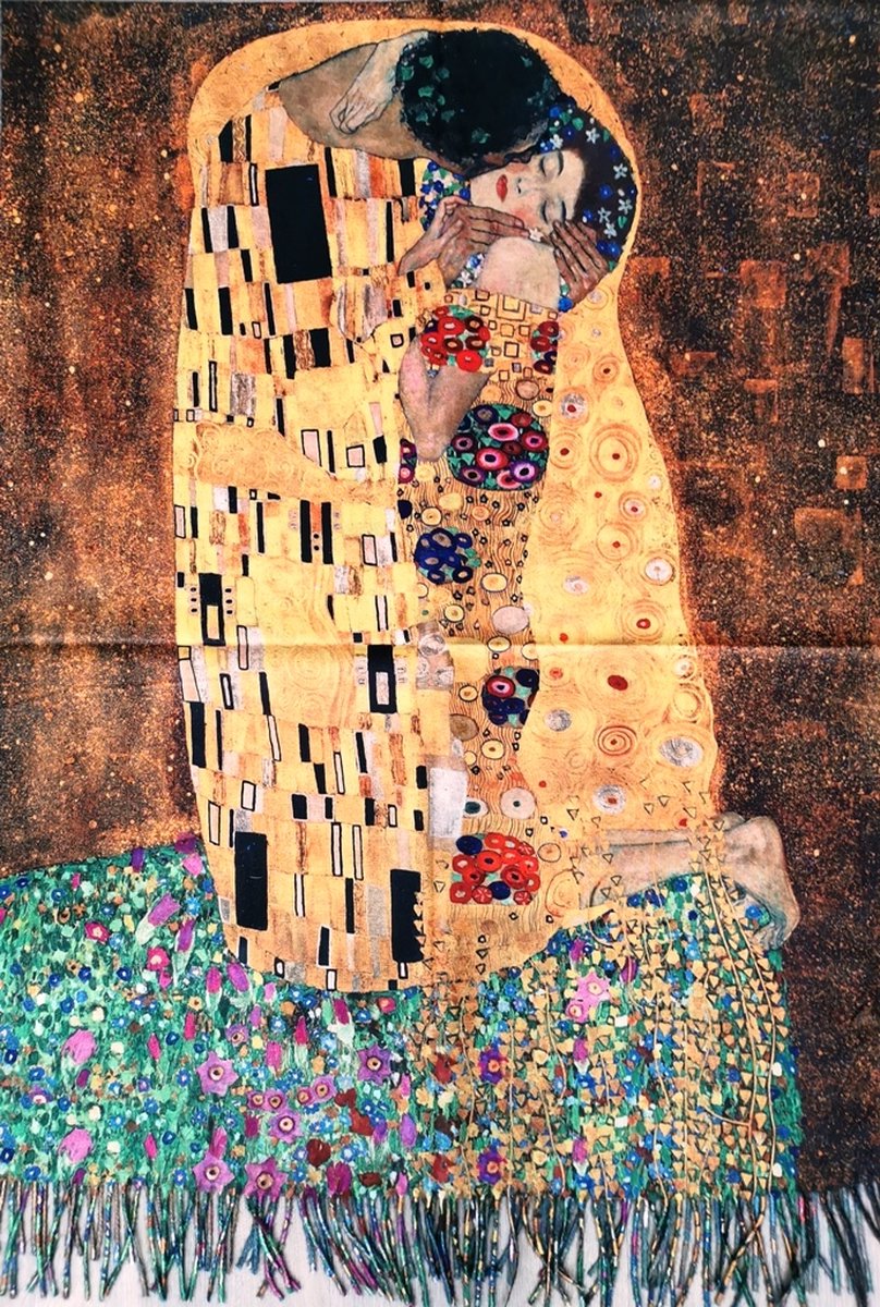De Kus - Sjaal - Omslagdoek - Gustav Klimt - 70cm x 180cm - Super zacht en Kleurrijk