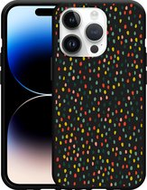 Geschikt voor Apple iPhone 14 Pro Hoesje Zwart Happy Dots - Designed by Cazy