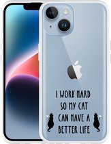Cazy Hoesje geschikt voor iPhone 14 - Royalty Cat Zwart