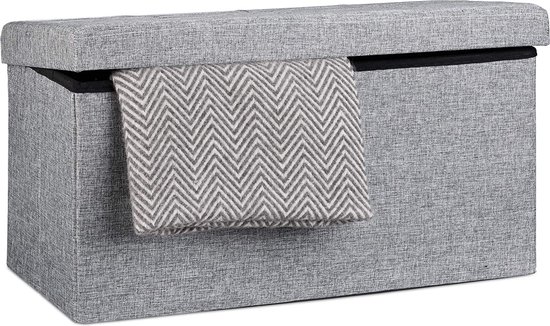 Opvouwbare Opberg Poef - Hocker – Bench – Bench with Storage space - Zitkist – Woonkamer accessoires	38x76x38cm
