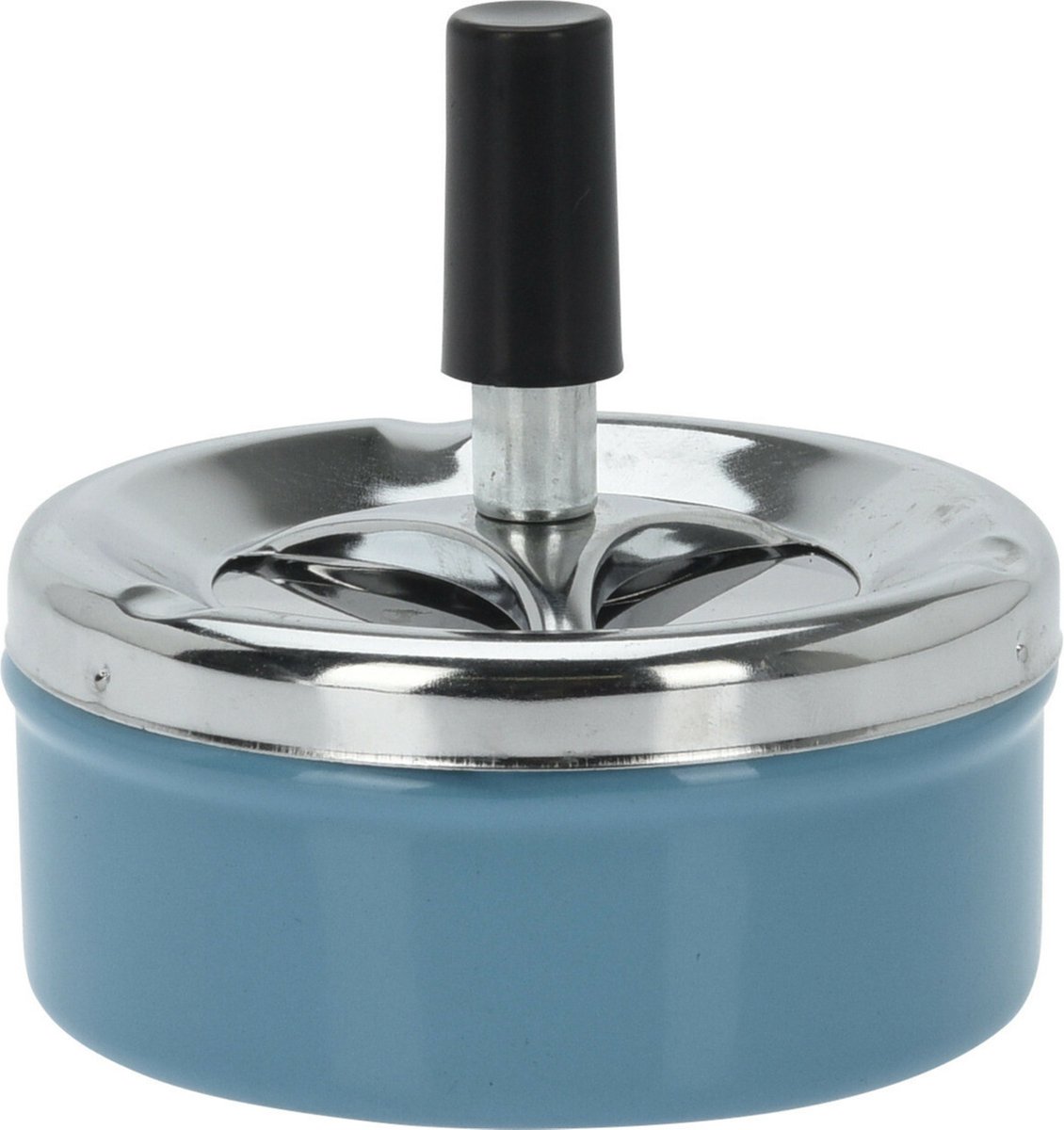 Goedkoopste Druk en draai tafel asbak metaal blauw en chrome 9 x 5 cm