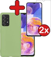 Hoesje Geschikt voor Samsung A23 Hoesje Siliconen Case Hoes Met 2x Screenprotector - Hoes Geschikt voor Samsung Galaxy A23 Hoes Cover Case - Groen