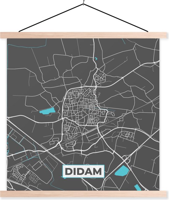 Porte-affiche avec affiche - Affiche scolaire - Didam - Carte - Plan d'étage - Plan de la ville - 90x90 cm - lattes vierges