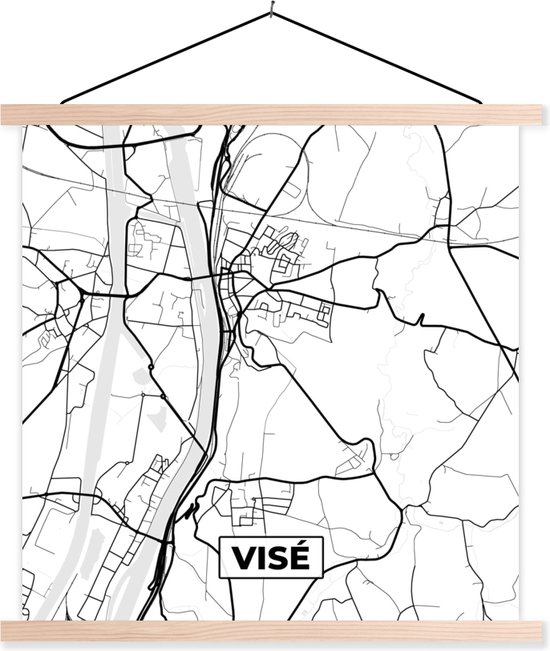 Porte-affiche avec affiche - Affiche scolaire - België - Visé - Plan de ville - Carte - Wit - Carte - 120x120 cm - Lattes blanches