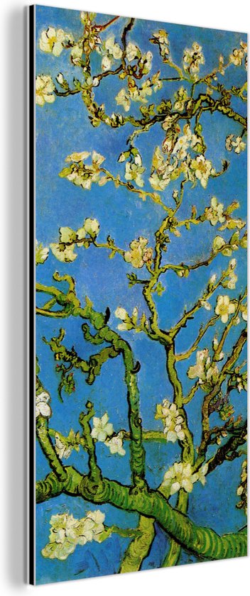 Wanddecoratie Metaal - Aluminium Schilderij Industrieel - Amandelbloesem - Vincent van Gogh - 20x40 cm - Dibond - Foto op aluminium - Industriële muurdecoratie - Voor de woonkamer/slaapkamer
