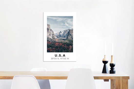 Décoration murale Métal - Peinture Aluminium Industriel - Yosemite - Amérique - Wyoming - 60x90 cm - Dibond - Photo sur aluminium - Décoration murale industrielle - Pour le salon / chambre