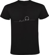 Koptelefoon met muzieknoten Heren T-shirt |  muziek | instrumenten | zanger | dj | muziek luisteren | Zwart