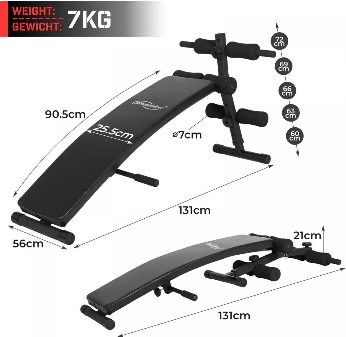 YOLEO Sit Up Bank Rückenlage Bord Hantelbank Bauchtrainer Multifunktionale Fitne