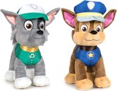 Paw Patrol figuren speelgoed knuffels set van 2x karakters Rocky en Chase 19 cm - De leukste hondjes