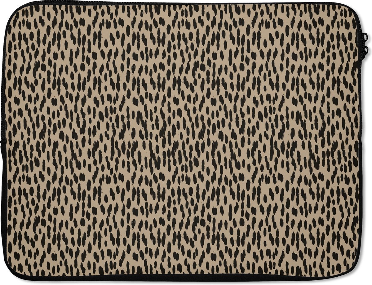 Laptophoes - Beige - Panterprint - Stippen - Design - Laptop sleeve - Laptop cover - Laptop - 15 6 Inch - Laptophoes patroon - Back to school spullen - Schoolspullen jongens en meisjes middelbare school - Macbook air hoes - Chromebook sleeve