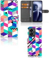 Cuir PU Portefeuille pour OnePlus Nord 2T Coque Blocs Colorés