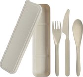 Set de Bio Couverts green-goose ® | Crème | Couverts durables pour École, le pique-nique, les vacances, le camping | Résistant au lave-vaisselle