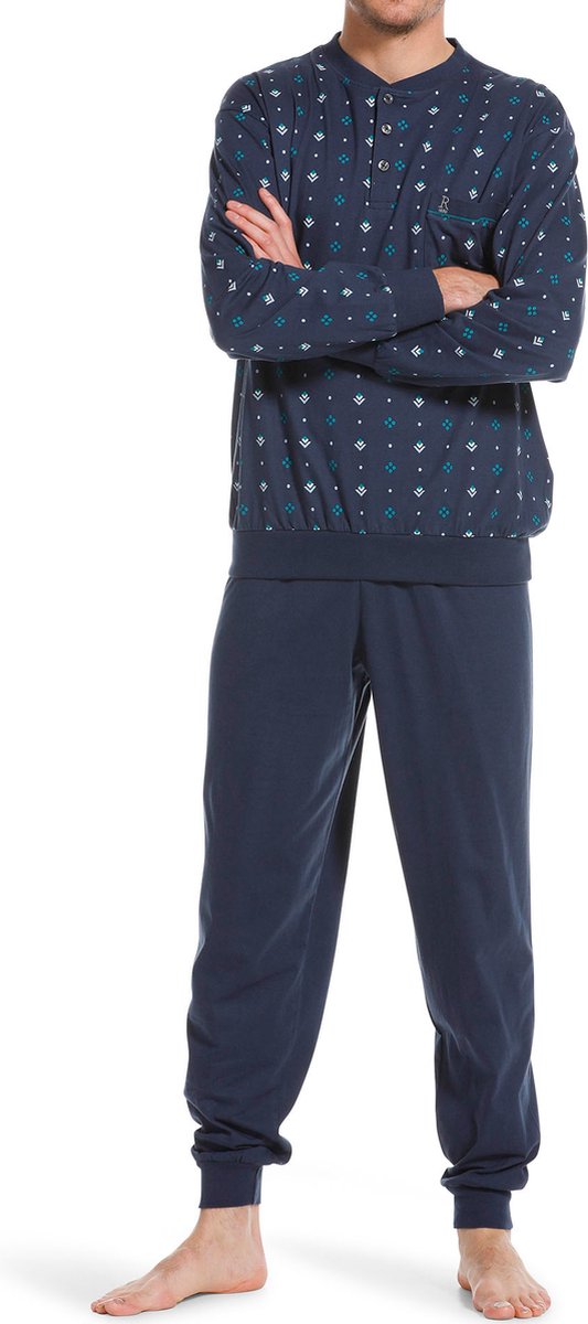 Robson Heren pyjama Katoen - Dark Blue - 56 - Blauw