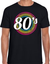80s / eighties verkleed t-shirt zwart voor heren - discoverkleed / party shirt - Cadeau voor een disco liefhebber L