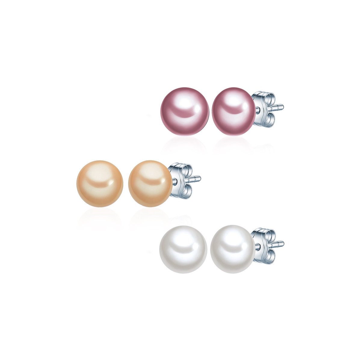 Valero Pearls Dames sieraden set 925 zilveren zoet water parel One Size Rose, Geel, Wit 32018596