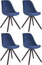 CLP Toulouse Set van 4 Stoelen - Rond frame - Fluweel blauw cappuccino