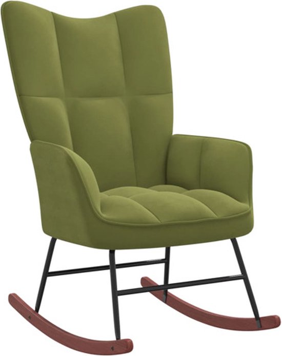 vidaXL Chaise à bascule en velours Vert clair