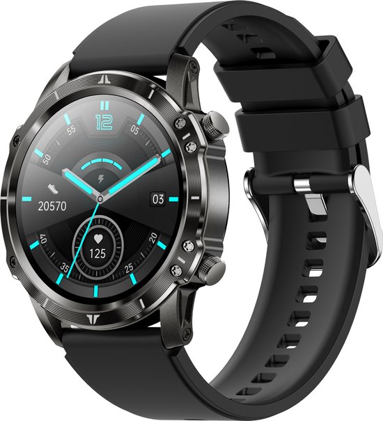 Nuvance - Luxe Smartwatch - voor Dames en Heren - Android en iOS - 45mm - CF89 - Touch Screen - IP67 Waterdicht - Smartwatches voor Kinderen - Zwart