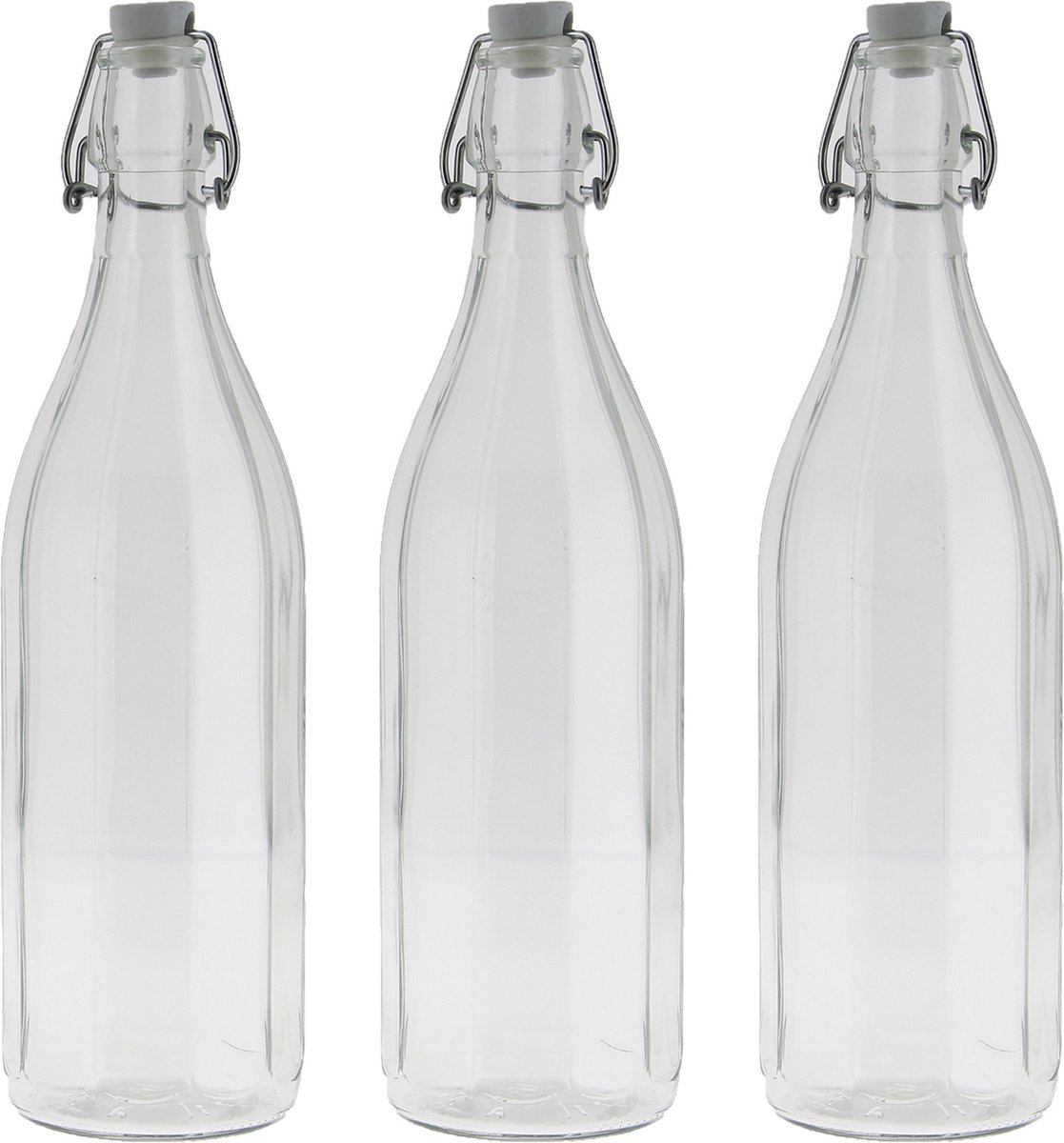 Cuisine Elegance set van 8x stuks weckflessen transparant beugeldop glas van 1 liter