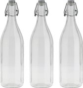 Cuisine Elegance lot de 8 x bouteilles de conservation couvercle en verre transparent 1 litre