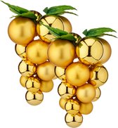 Druiventros namaakfruit/nepfruit kerstdecoratie - 28 cm - goud - 2x stuks