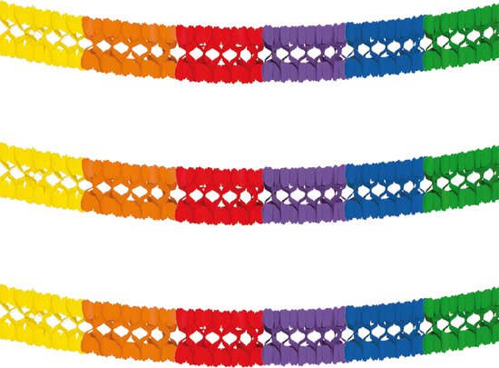 3x guirlande de fête arc-en-ciel/multicolore 25 x 25 cm x 10 mètres -  Papier ignifuge | bol.com