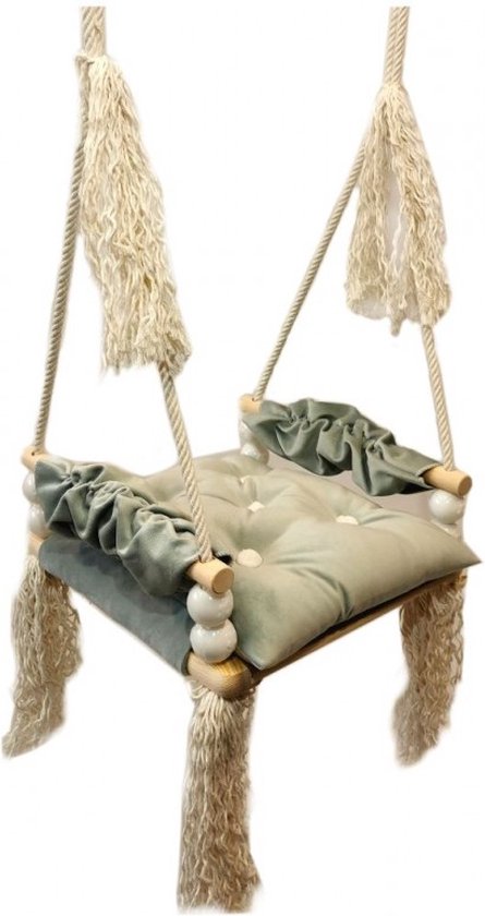 Balançoire pour enfants en bois de Luxe faite à la main - Chaise à bascule - Balançoires - Avec volants et kussen