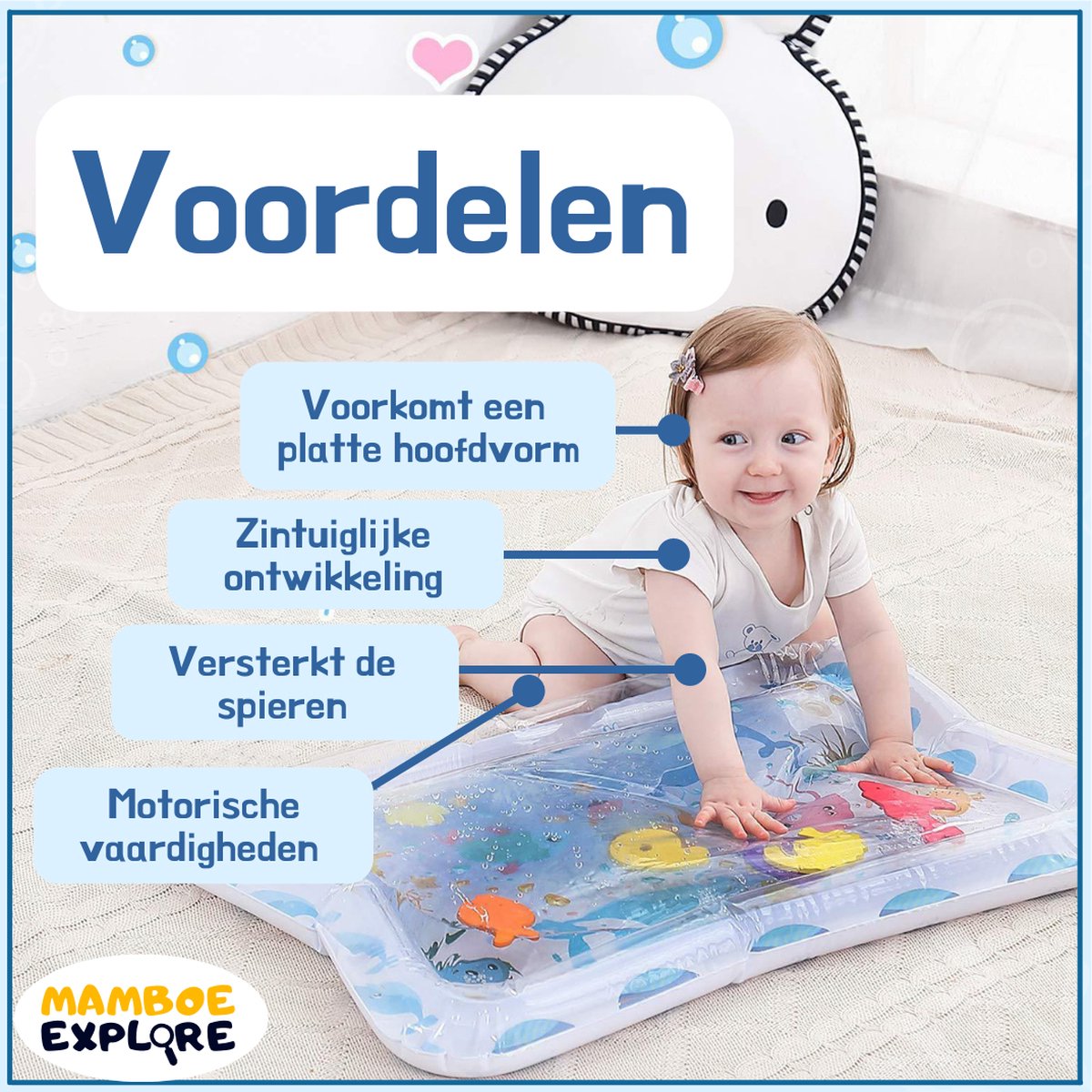 Mamboe Waterspeelmat Wit/Blauw - Watermat baby thumbnail 4