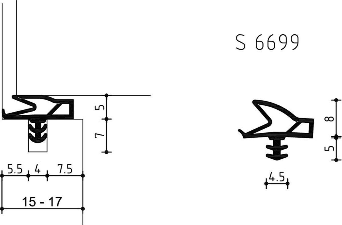 DEVENTER DEURDICHTINGSPROFIEL S-6699 WIT