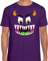 T-shirt visage de Monster habillé violet pour homme - Chemise Carnaval / Halloween / vêtement / costume XXL