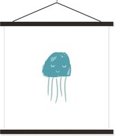 Posterhanger incl. Poster 120x120 cm - Schoolplaat - Pastel - Kwal - Illustratie - Textielposter - Zwarte latten