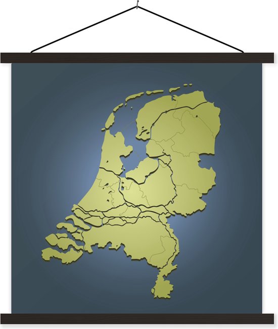Illustration des Nederland sur fond bleu foncé affiche scolaire lattes noires plates 40x40 cm - Tirage photo sur affiche textielposter (décoration murale salon / chambre)