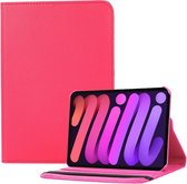 Geschikt Voor iPad Mini 6 Hoes - Mini 6 Cover - Mini 6 Case - Bookcase - Hoesje - 8.3 Inch - Met Standaard - 360 Draaibaar - Roterend - Donkerroze