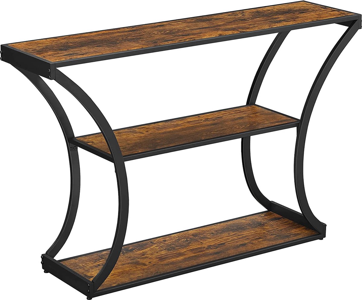 Vasagle console tafel, hal tafel, gebogen poten, verlengd tafelblad, voor woonkamer, hal, slaapkamer, vintage bruin-zwart lnt089b01