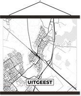Porte-affiche avec affiche - Affiche scolaire - Carte - Uitgeest - Carte - Plan de la ville - 40x40 cm - Lattes noires