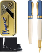 Kaweco - Vulpen - Kaweco STUDENT Fountain Pen 50's Rock - Blauw Ivory - Met extra doosje vullingen - Extra Fine