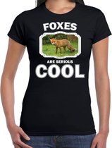 Dieren vossen t-shirt zwart dames - foxes are serious cool shirt - cadeau t-shirt bruine vos/ vossen liefhebber S