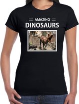 Dieren foto t-shirt Carnotaurus dino - zwart - dames - amazing dinosaurs - cadeau shirt Carnotaurus dinosaurus liefhebber L