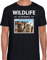 Dieren foto t-shirt Alpaca - zwart - heren - wildlife of the world - cadeau shirt Alpaca's liefhebber M