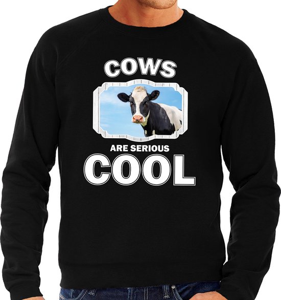 Dieren koeien sweater zwart heren - cows are serious cool trui - cadeau sweater koe/ koeien liefhebber M - Bellatio Decorations