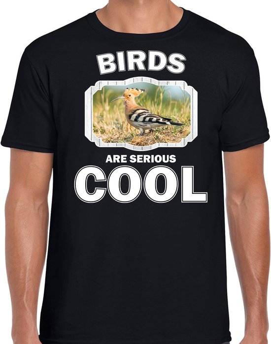 Dieren vogels t-shirt zwart heren - birds are serious cool shirt - cadeau t-shirt hop vogel/ vogels liefhebber L