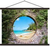 Porte-affiche avec affiche - Affiche scolaire - Plage - Mer - Vue - Été - 150x113 cm - Lattes noires