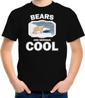 Dieren ijsberen t-shirt zwart kinderen - bears are serious cool shirt  jongens/ meisjes - cadeau shirt ijsbeer/ ijsberen liefhebber - kinderkleding / kleding 134/140