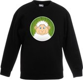 Kinder sweater zwart met vrolijke lammetje print - lammetjes trui - kinderkleding / kleding 110/116