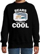 Dieren ijsberen sweater zwart kinderen - bears are serious cool trui jongens/ meisjes - cadeau ijsbeer/ ijsberen liefhebber - kinderkleding / kleding 152/164