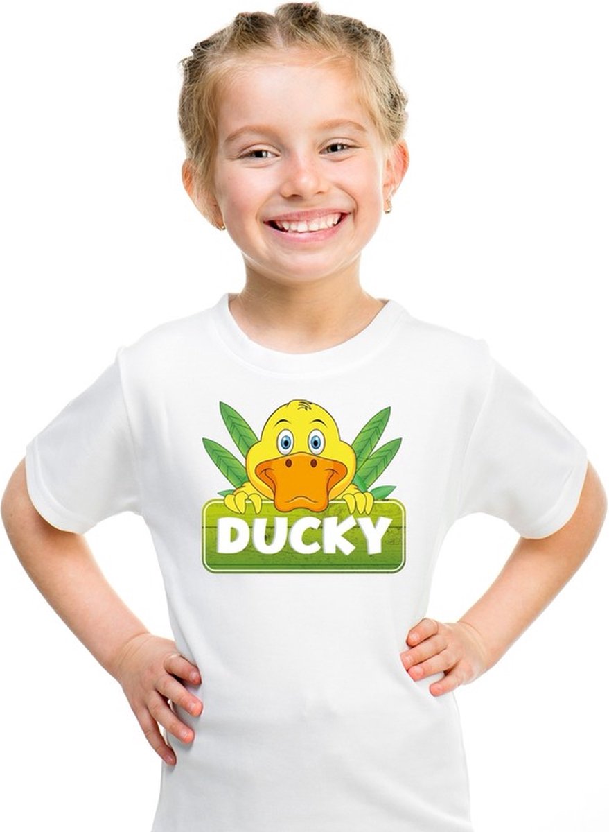 Eenden dieren t-shirt wit voor kinderen L (146-152) -