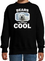 Dieren ijsberen sweater zwart kinderen - bears are serious cool trui jongens/ meisjes - cadeau witte ijsbeer/ ijsberen liefhebber - kinderkleding / kleding 134/146