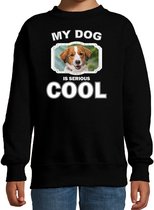 Kooiker honden trui / sweater my dog is serious cool zwart - kinderen - Kooikerhondjes liefhebber cadeau sweaters - kinderkleding / kleding 152/164