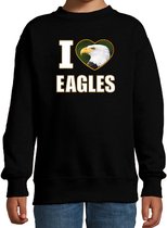 I love eagles sweater met dieren foto van een amerikaanse zeearend zwart voor kinderen - cadeau trui adelaars liefhebber - kinderkleding / kleding 152/164